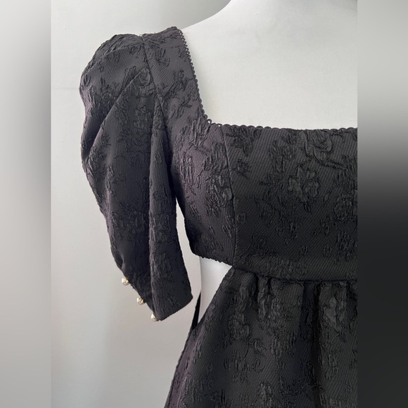 Majorelle Tillie Black mini dress with puffy sleeves and cut outs size small - Picture 2 of 16